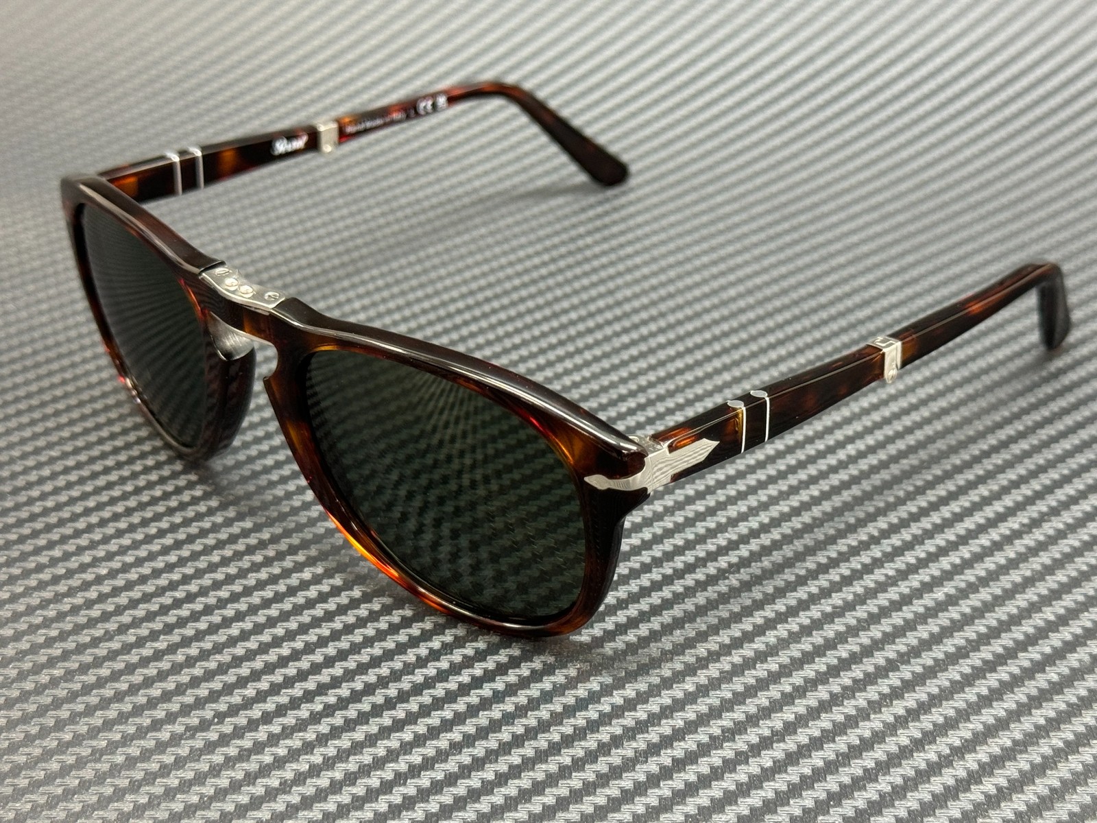 PERSOL PO0714 24 31 Havana Green Square Men\'s Sunglasses 52 mm