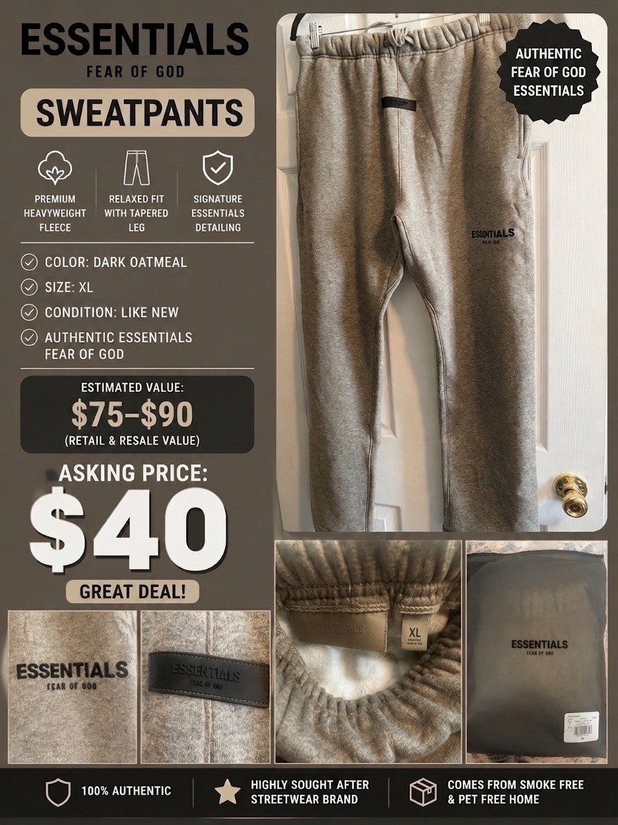 Fear of God Essentials Sweatpants Dark Oatmeal Medium