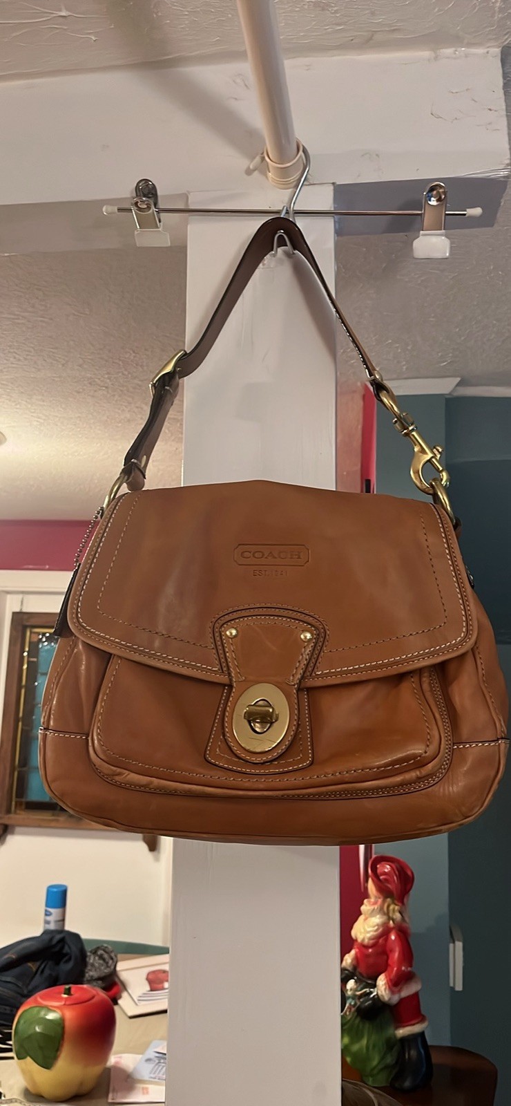 VTG Coach Legacy Ali Flap Shoulder Bag F12854 Brown Leather Turnlock 65th Anniv