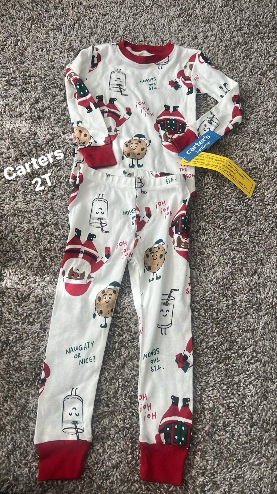 Carter\'s pajama set white Christmas