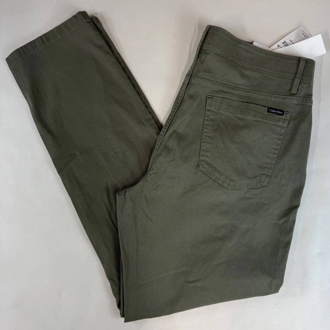 NWT Calvin Klein Mens Pants 36x32 Slim Fit Infinite Flex Stretch Olive Green