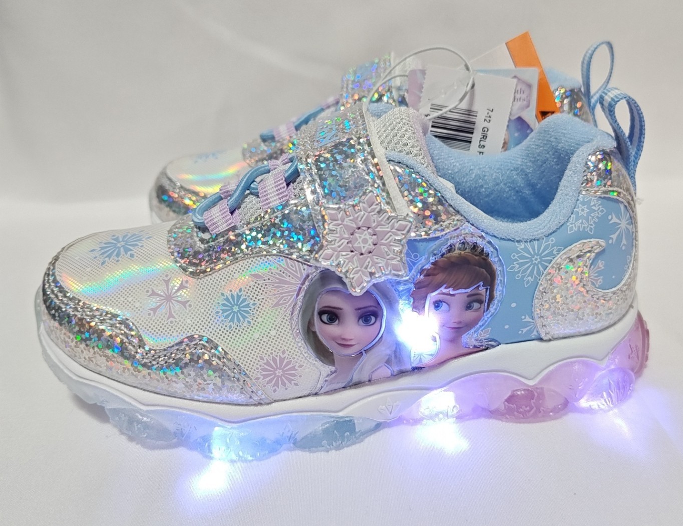 Disney Frozen Girls Light-Up Sneakers - Anna & Elsa, Hook & Loop, Toddler Sizes