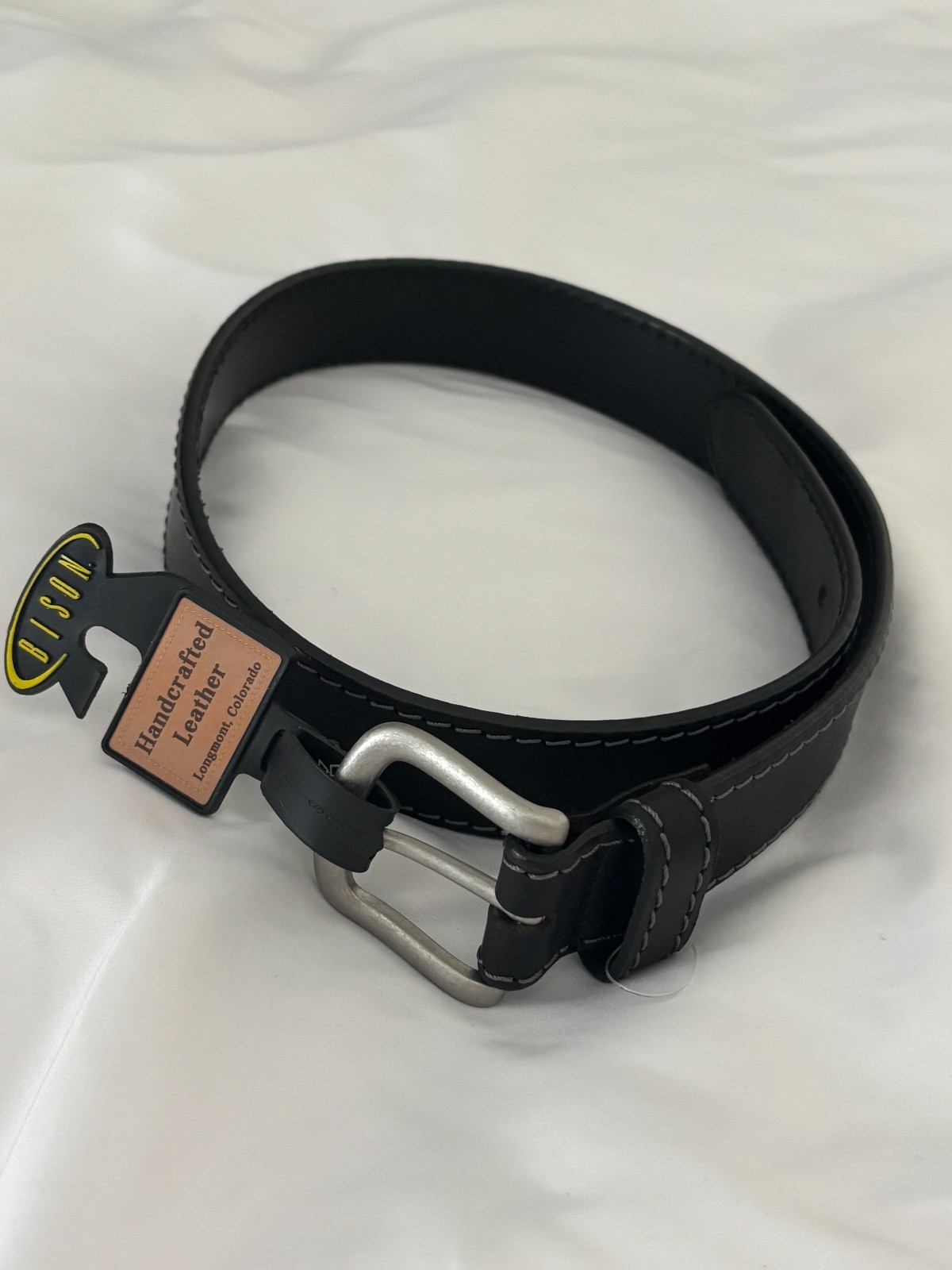 New Bison Designs Leather Belt 30 Crazy Horse Black Durango Rugged Rustic Ranch