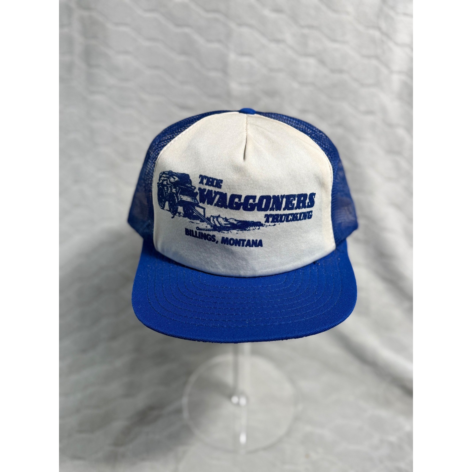 Vintage The Waggoners Trucking Billings Montana Trucker Hat Blue  Snapback USA