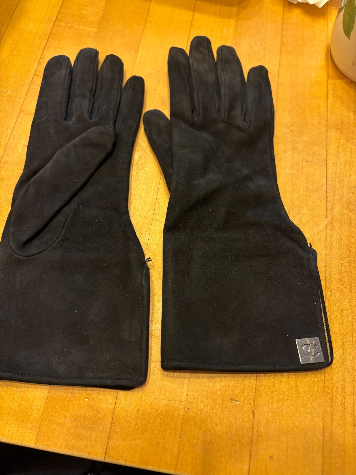 Chanel Black Suede Gloves