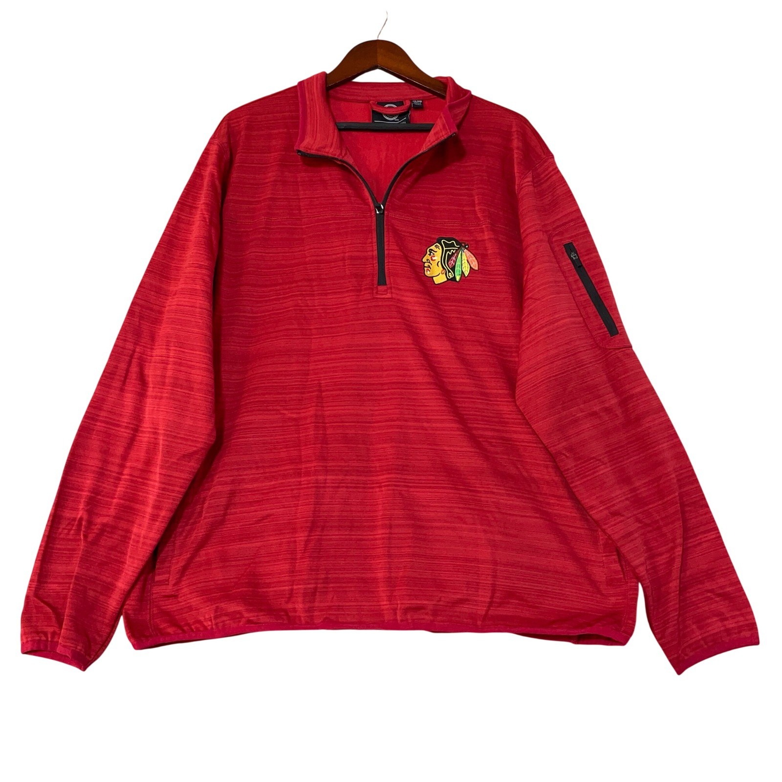 NWT G-III Chicago Blackhawks Men\'s XXL Red NHL 1/4 Zip Pullover Polo Sweatshirt