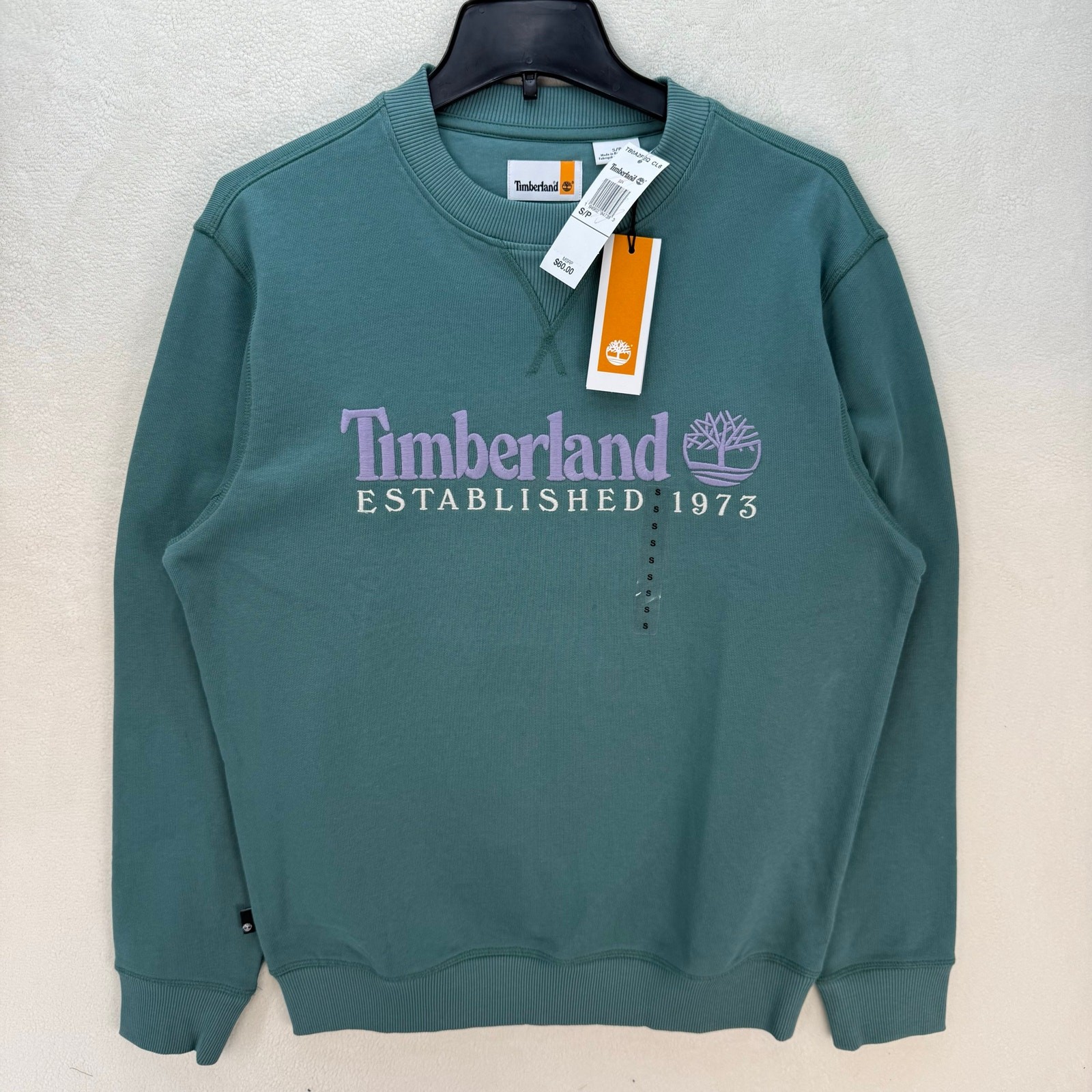 TIMBERLAND MEN\'S SMALL OUTDOOR HERITAGE 1973 CREW TB0A2FEQ CL6 RARE TEAL PURPLE