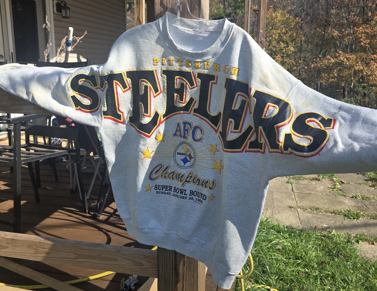 Pittsburgh Steelers Vintage 1996 Big Spellout Logo Sweatshirt XL AFC Champions 