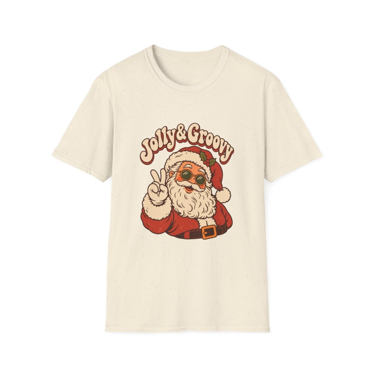 Jolly and Groovy Retro Santa Christmas T-Shirt 70s Vintage Holiday Tee Unisex