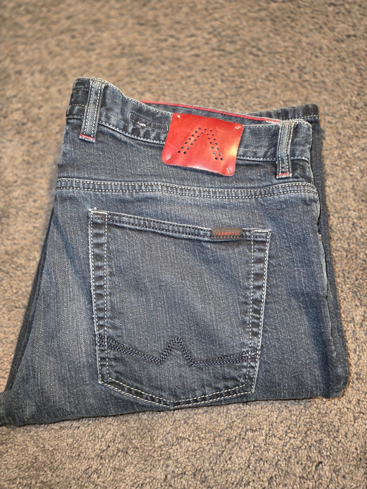 Alberto Modern Fit Jeans Mens 38x34 Dark Gray T400 Denim