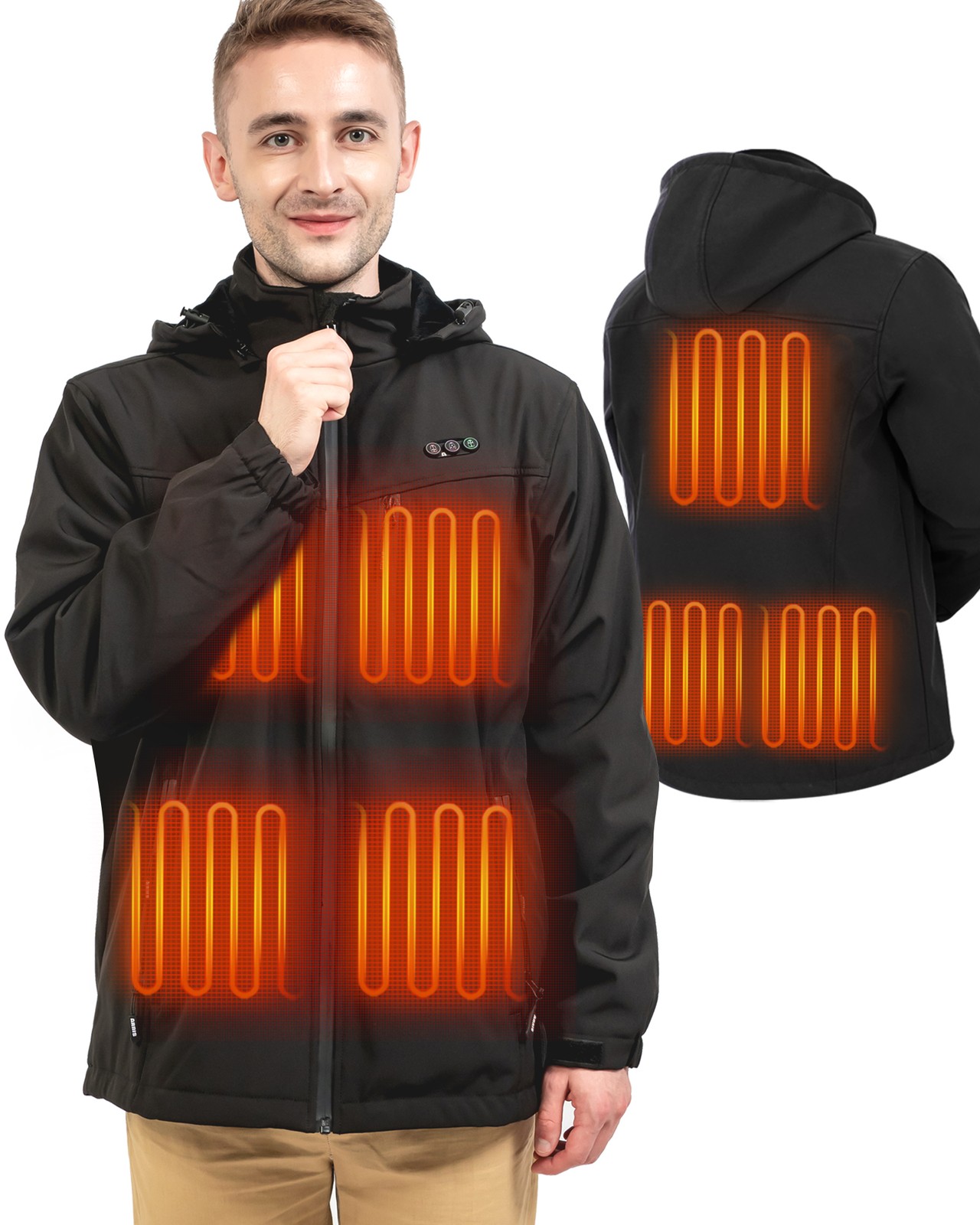 S / XXL only ARRIS Heated Jacket for Men, Electric Heating Coat w 7.4V Battery
