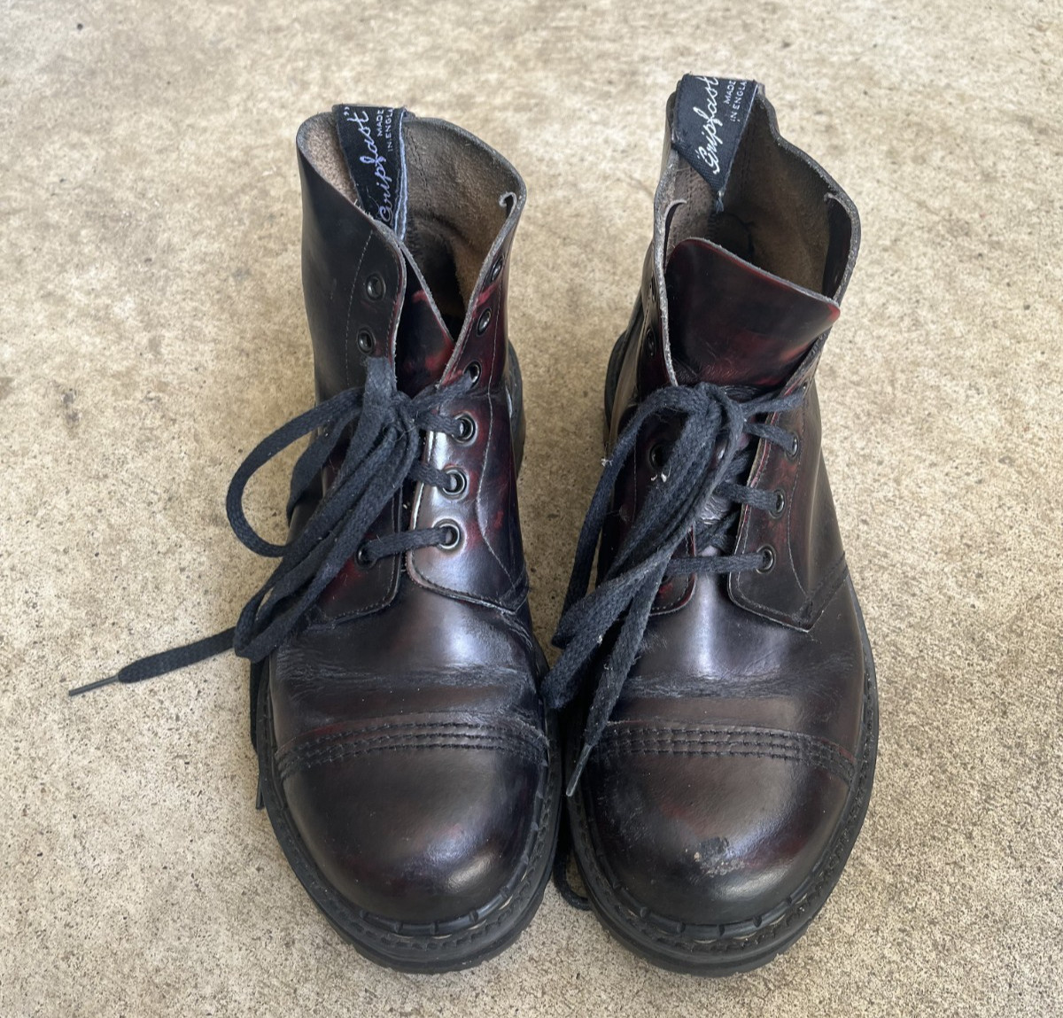Vintage Gripfast Ox Blood Leather Lace-Up Boots Made in England 80s US8