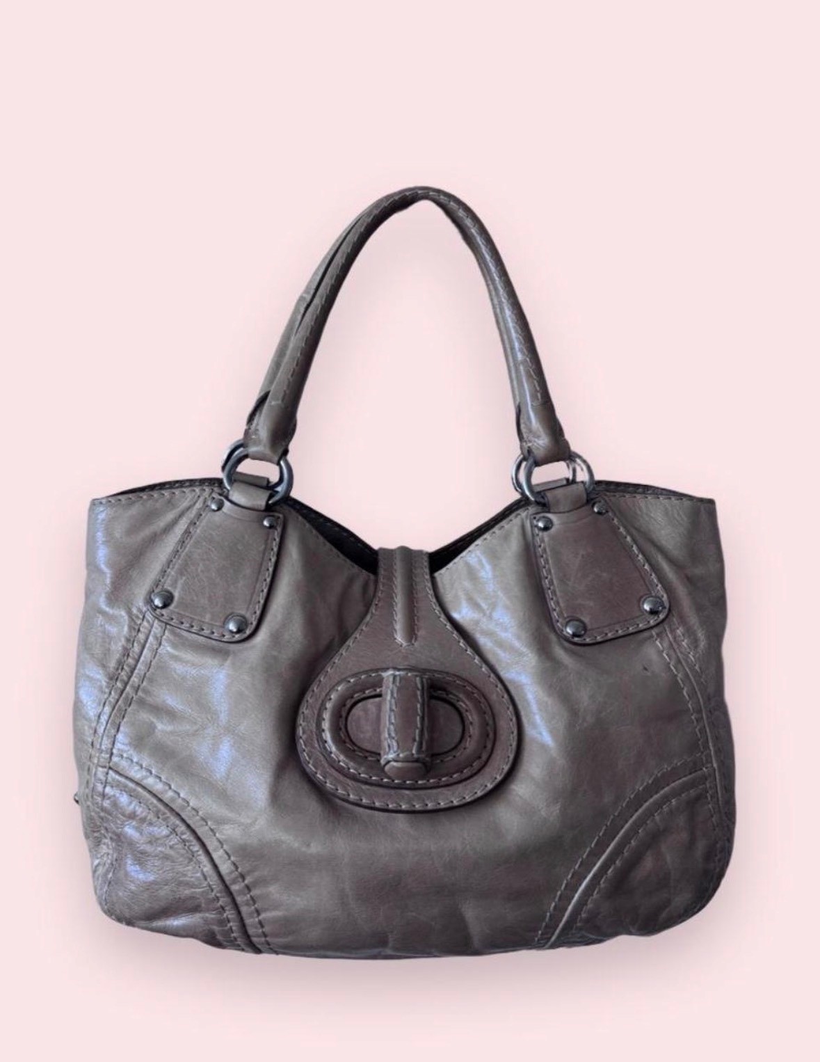 Prada Vitello Daino Leather Shine Turnlock Handle Bag