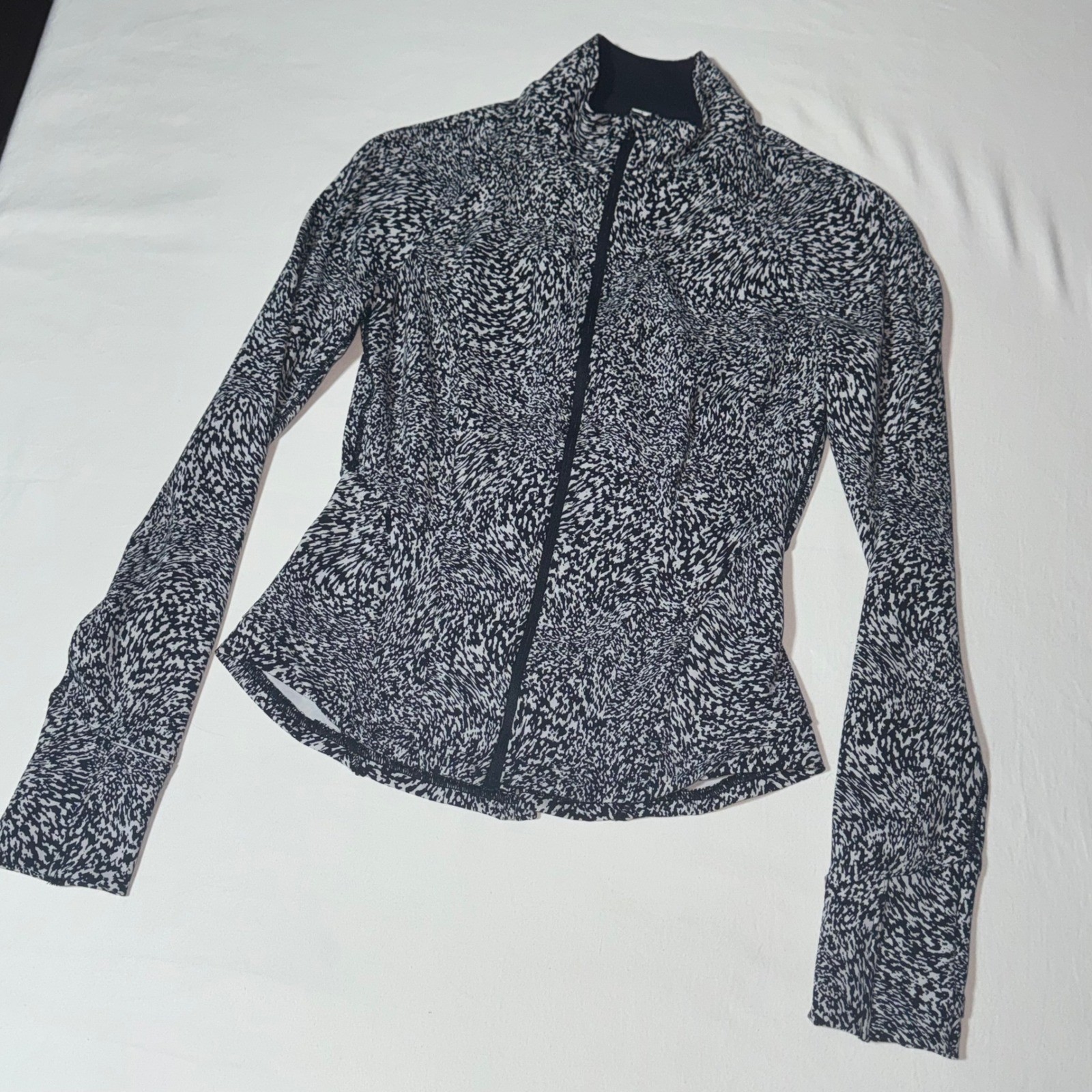 Lululemon Define Jacket Sz 4 Black White Speckle Composite Full Zip LW3GDPS EUC