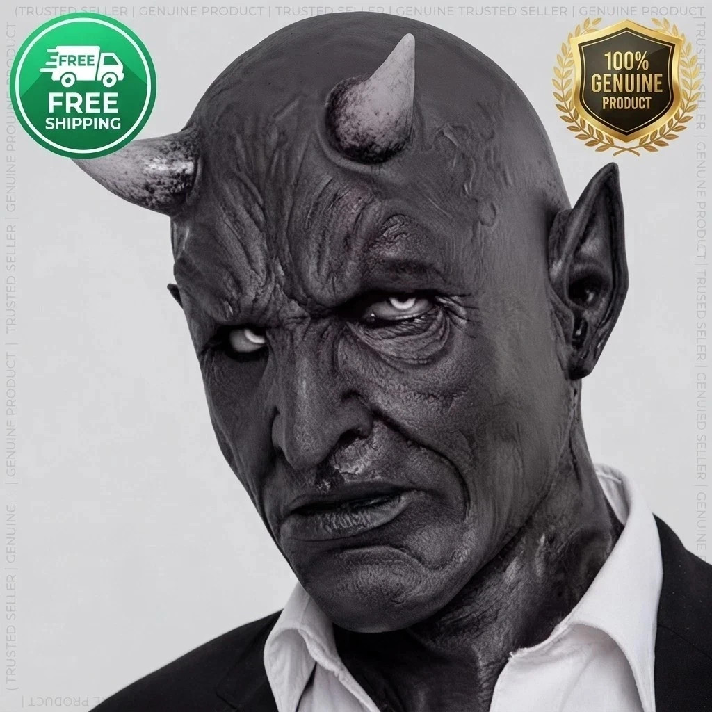 Demon Horn Latex Full Head Mask Horror Devil Halloween Cosplay Same Day 🚛✅