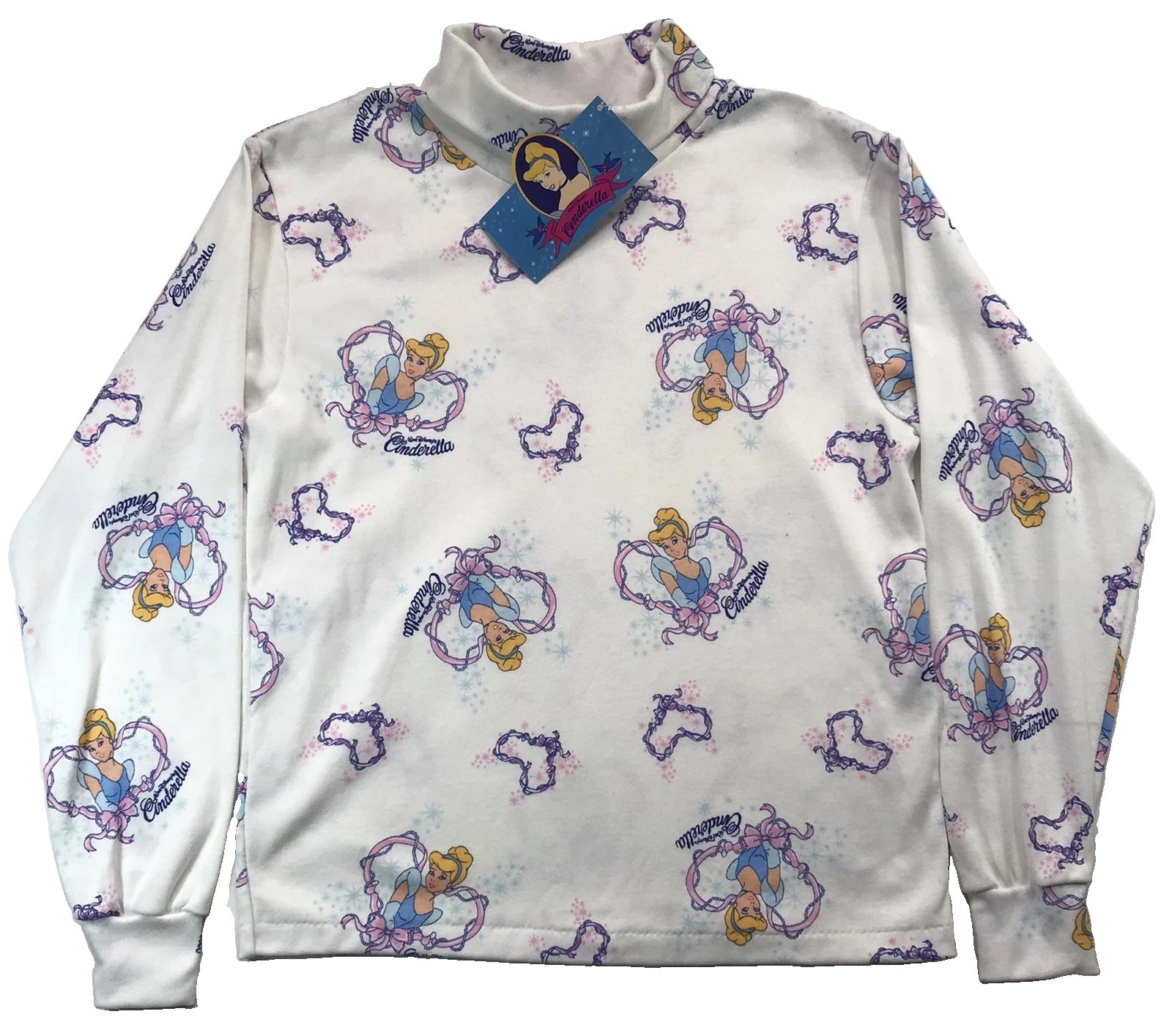 Vintage 90s Walt Disney CINDERELLA Princess Heart Shirt Girls Youth Large (NEW)