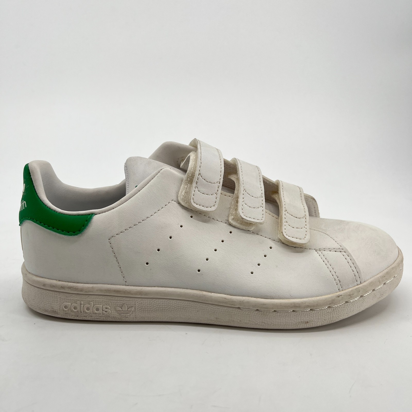 Adidas Stan Smith Strap Boys Size 2.5Y White Athletic Leather Shoes Sneakers