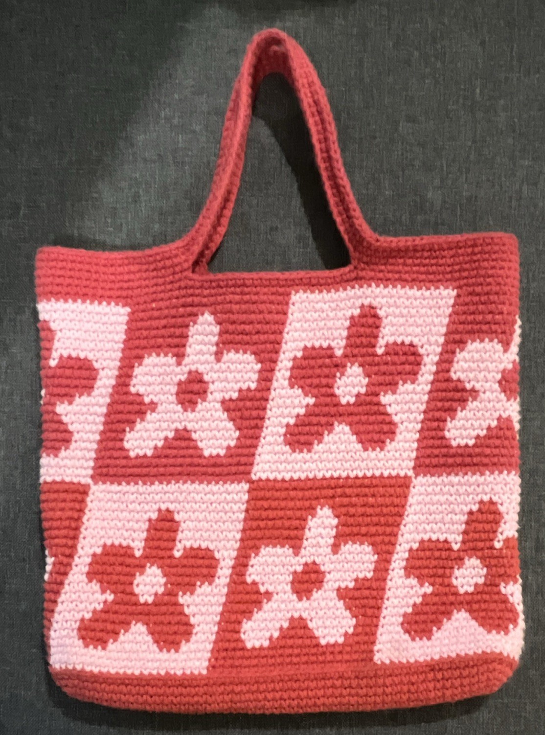 HANDMADE Crochet 70s vibe Floral Handbag Dark and light Pink 11.5x11.5