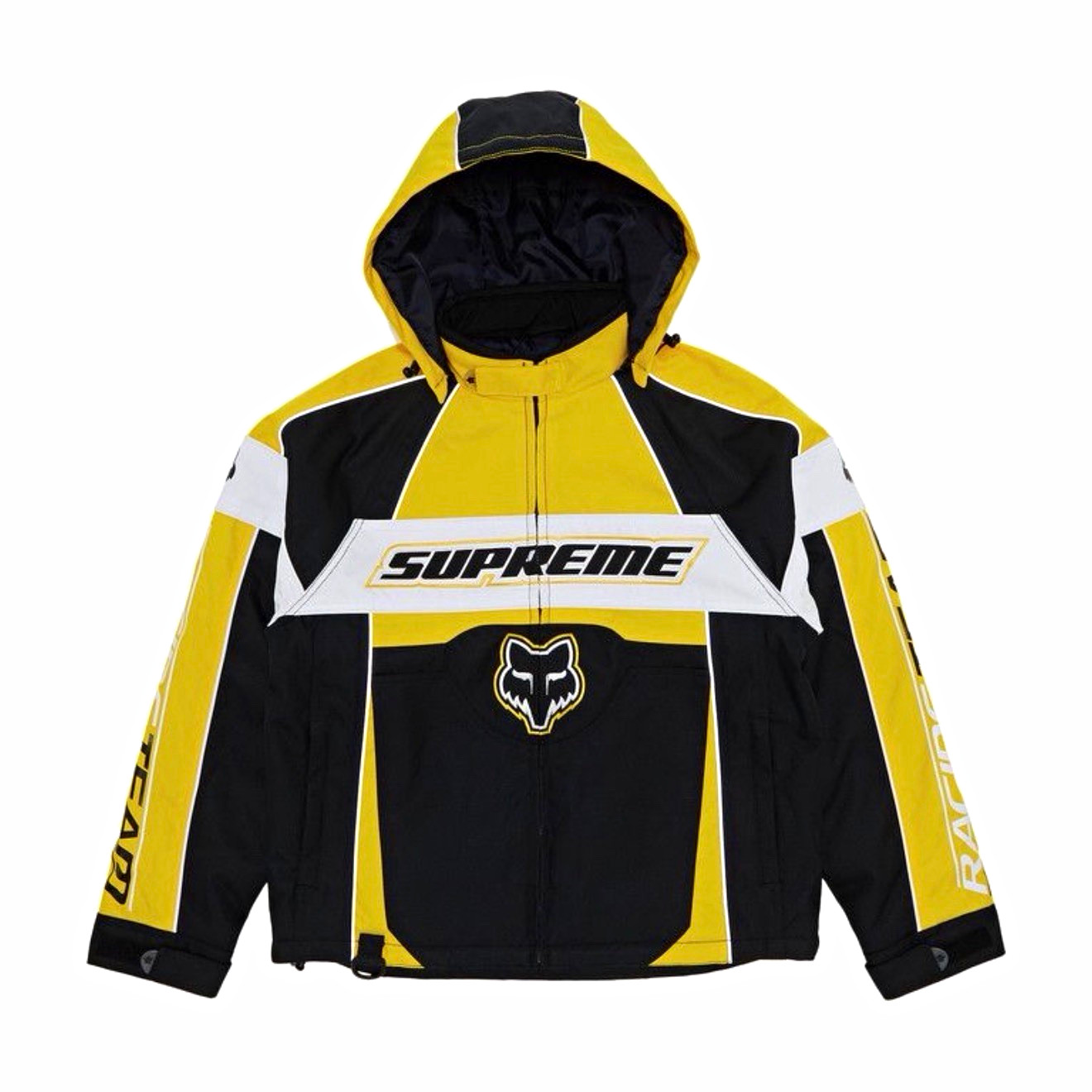 Supreme x Fox Hooded Full Zip Nylon Jacket Colorblock Yellow/Black/White M