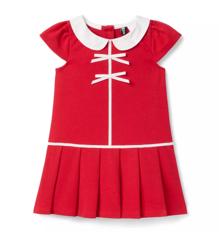 Janie And Jack The Pleated Ponte Dress Cherry Red Color, Multil Size, New WT