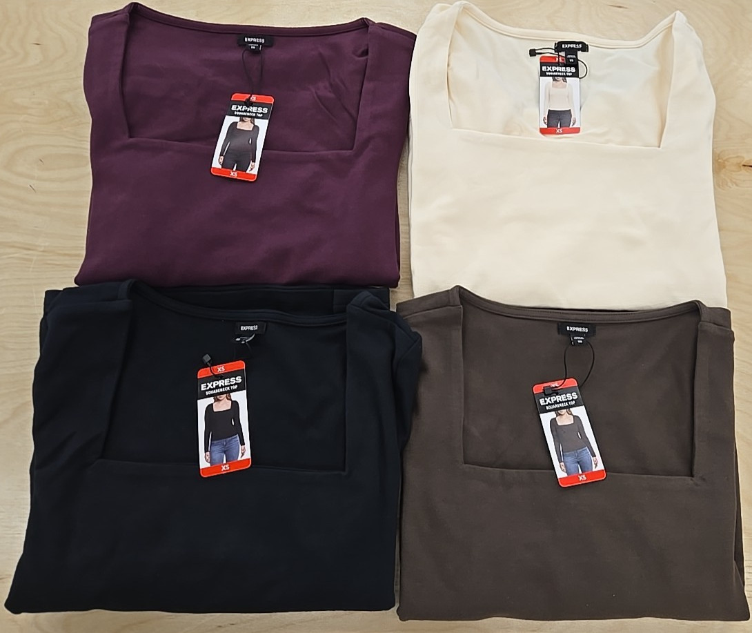 NWT: Women's Express Square Neck Top - 4 Colors: 6 Sizes