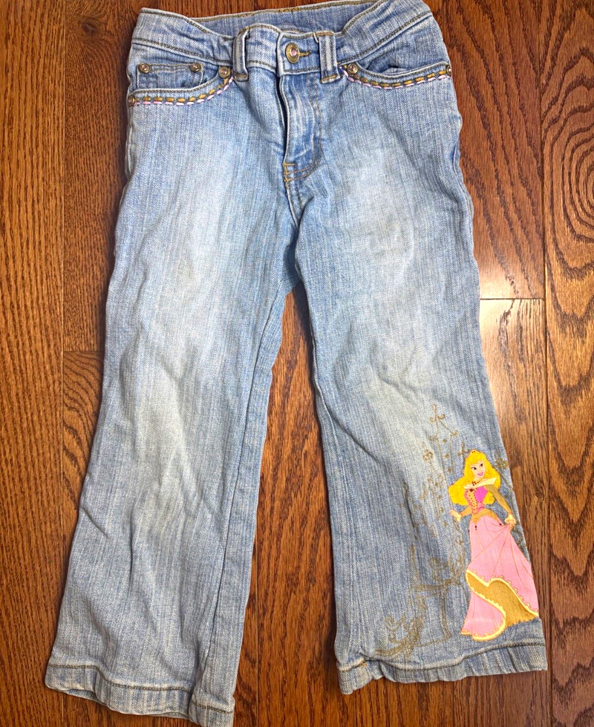 Disney Store Aurora Disney Princess Bootcut Light Wash Denim Jeans Girls 4