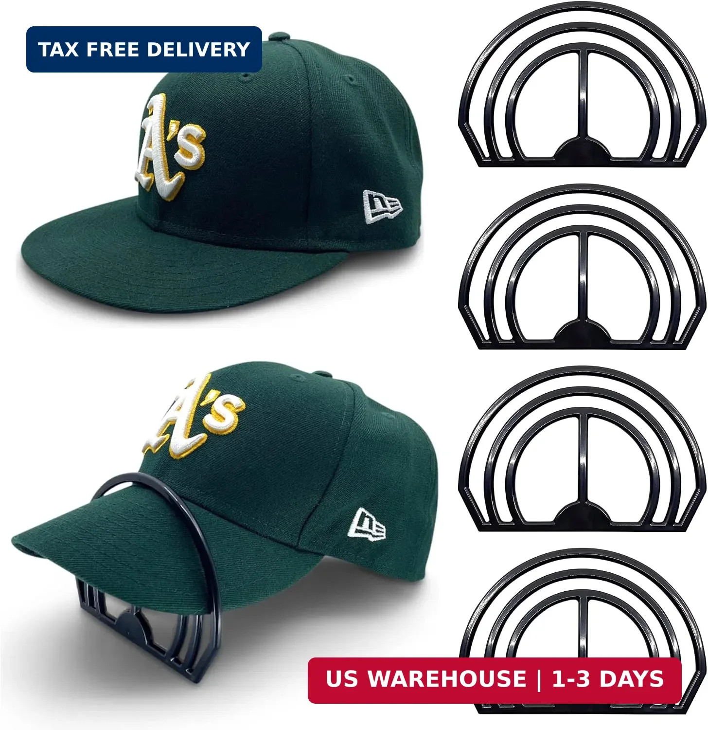 Hat Brim Bender 4-Pack - Perfect Curving Band, Steaming Optional - Convenient...
