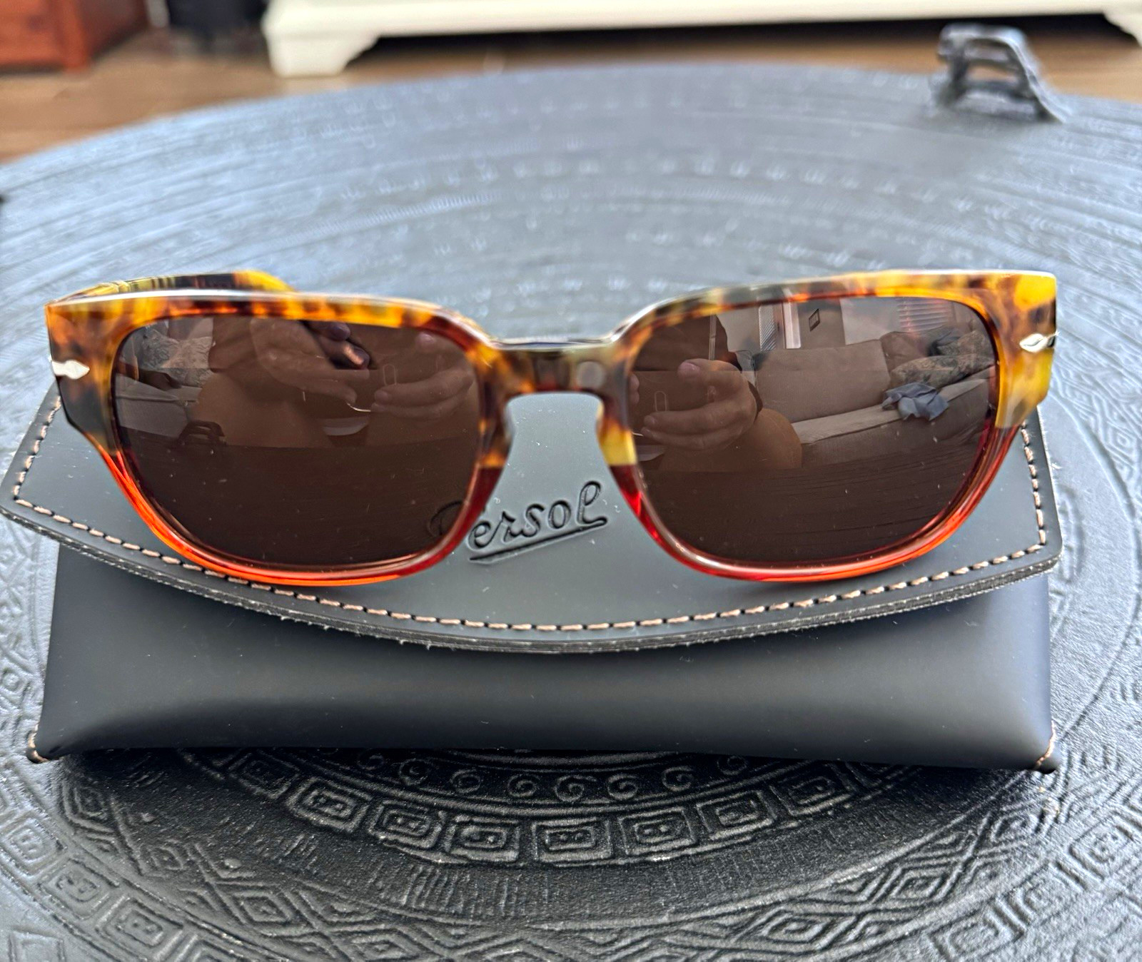 Persol PO3245S Rectangle Sunglasses Tortoise Brown Brown Tinted 52-19-145