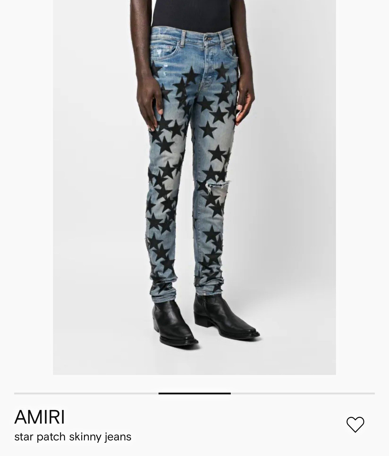 AMIRI Men\'s Light Wash Star Patch Skinny Denim Jeans 32x33 Blue/Black
