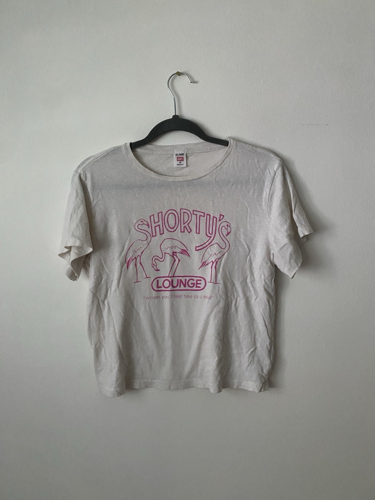 hanes re/done white shorty’s lounge tee, size m