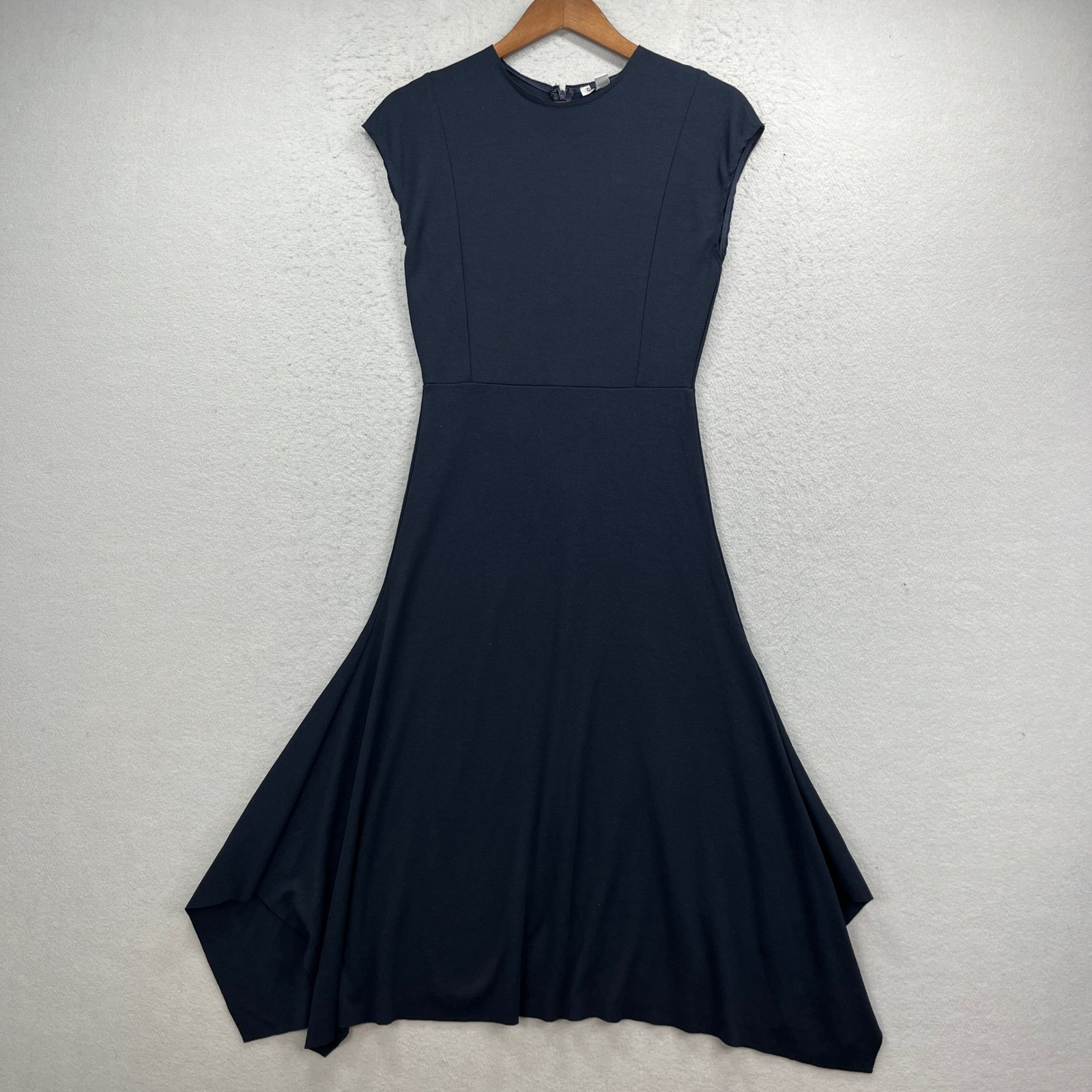 Country Road Fit & Flare Dress Womens S Navy Asymmetrical Hem Party Quiet Luxury