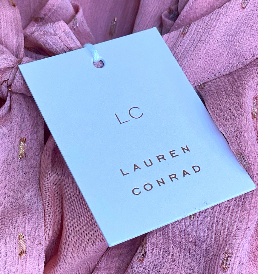 LC Lauren Conrad Pink V-Neck Tie Neck Pullover Blouse Women’s Plus 2X
