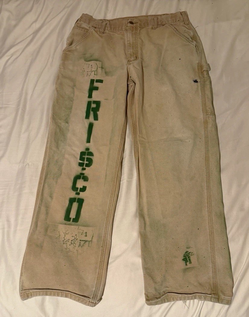 Custom vtg Fri$¢o Carhartt Men’s Beige Canvas Workwear Pants 33x30 Tag 34