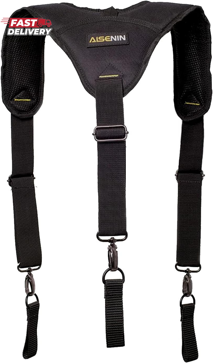 AISENIN Heavy-Duty Tool Belt Suspenders for Men, 3 Point Padded Suspenders Const