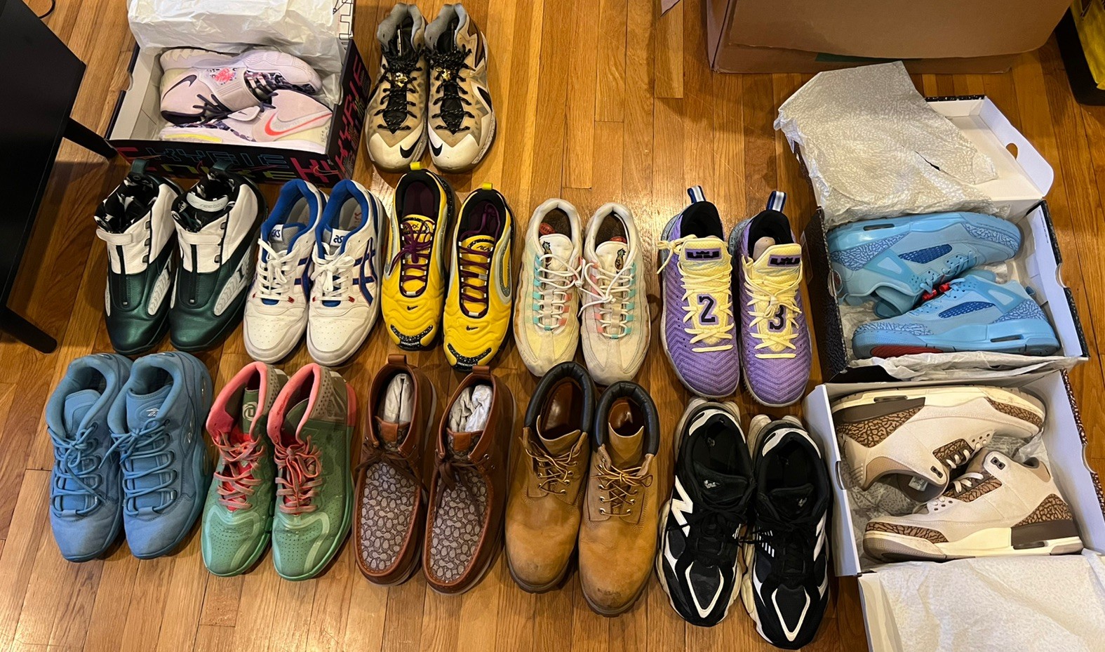 Lot of 14 Pairs Of Shoes | Jordan | ASICS | Nike | Coach | Drose | LeBron