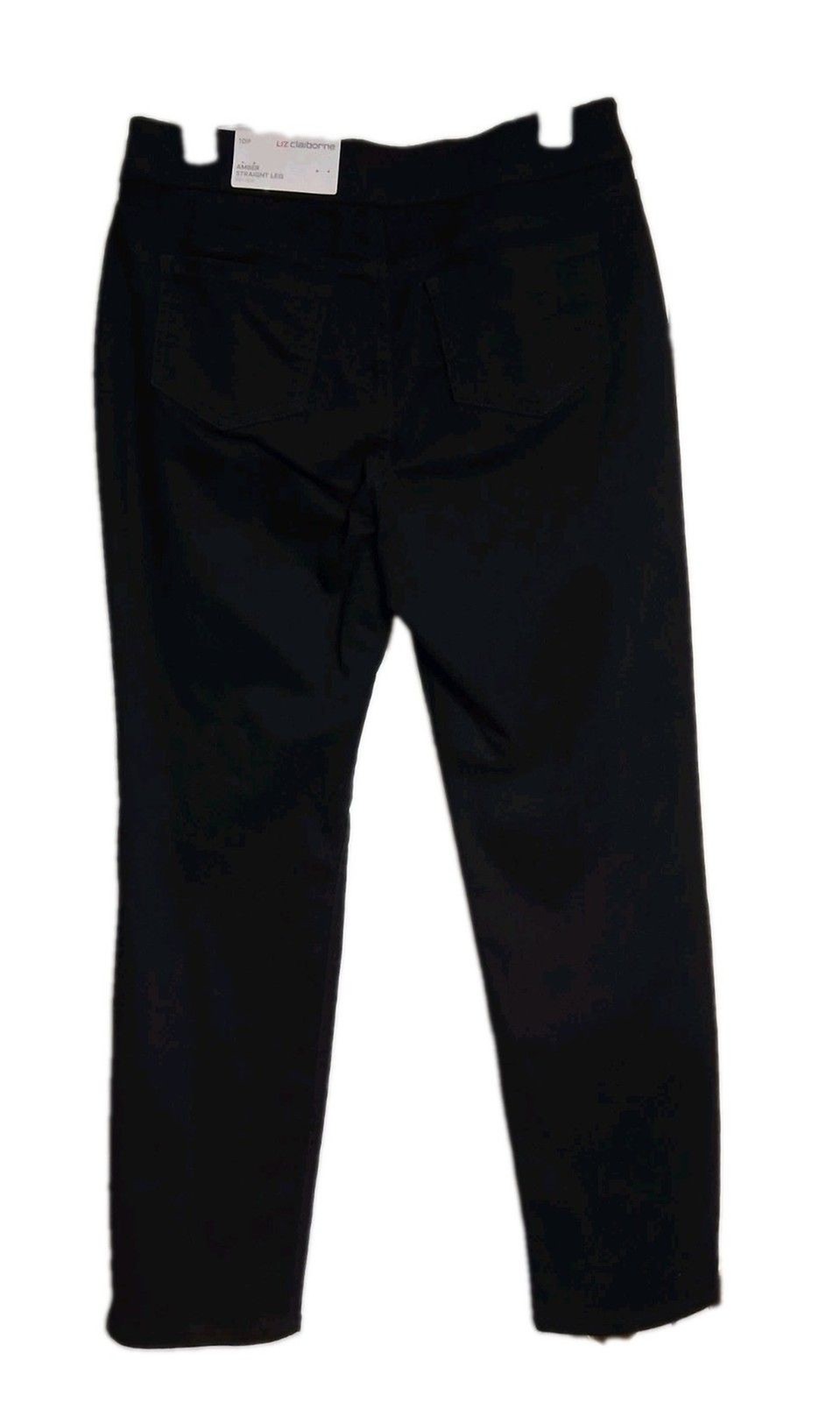 NWT Women\'s Liz Claiborne Black Amber Straight Pull-On Pants Jeans Size 10P...
