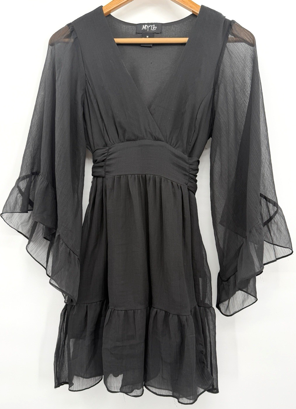 Vtg Myth NYC Women Tiered Babydoll Dress Medium Y2K Witchy Whimsigoth Dark Fairy