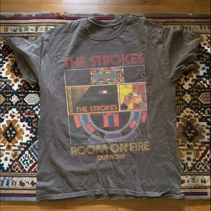 NEW The Strokes T-shirt Rock Band Retro Unisex Charcoal T-Shirt S-5XL