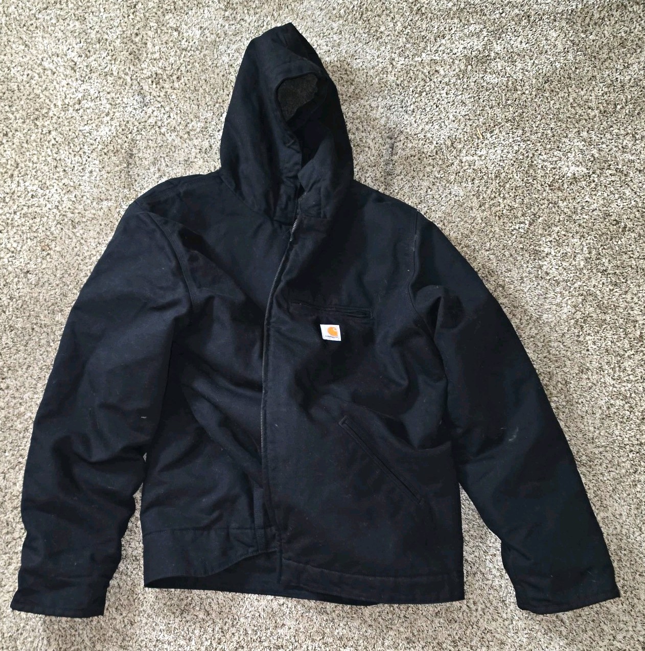 Carhartt 104392 Washed Duck Sierra Jacket Black 2XL Sherpa Lined Mint Condition