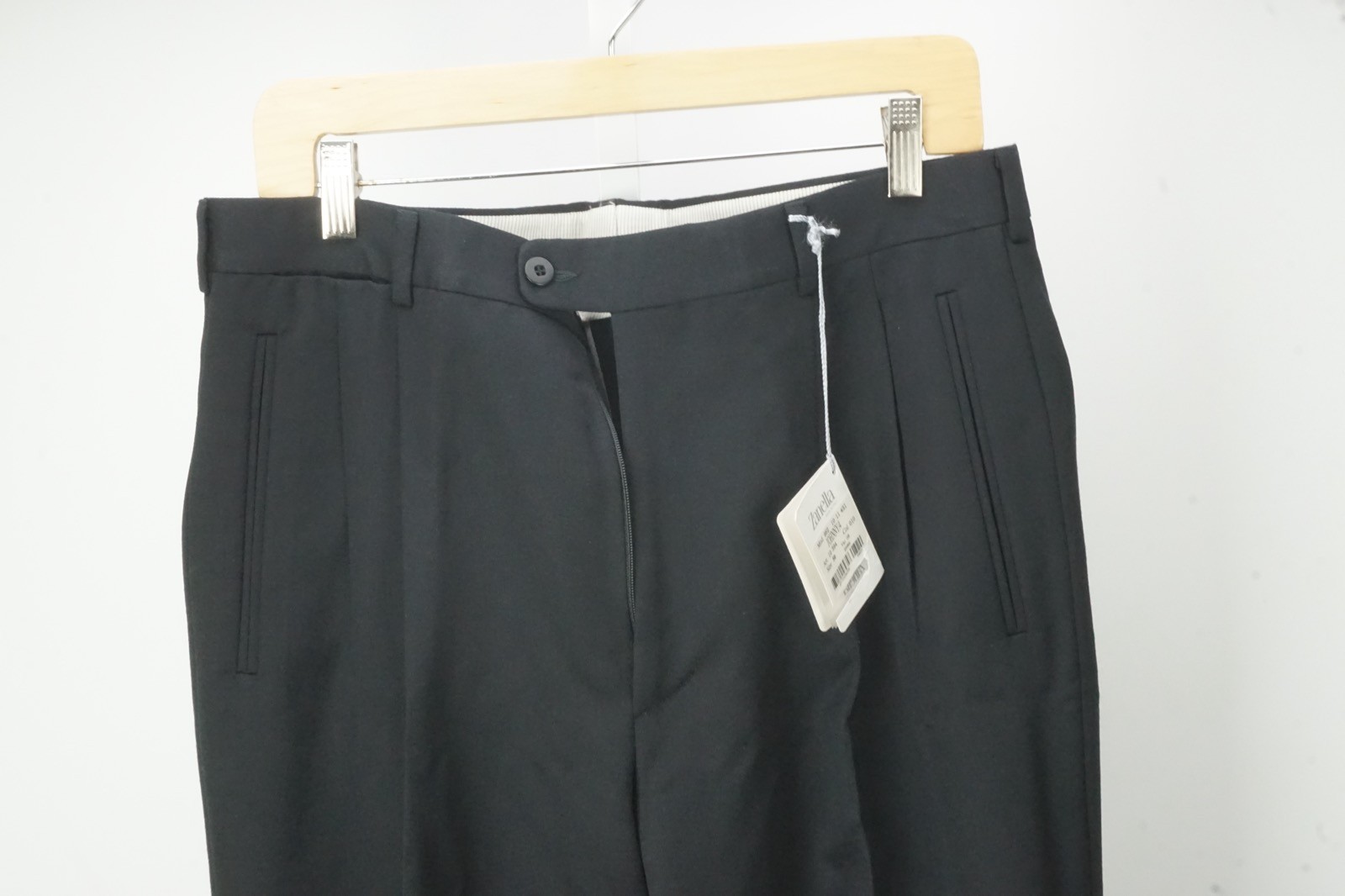 Zanella Johnny Solid Black Wool Mens Dress Pants Sz 50 EU BRAND NEW