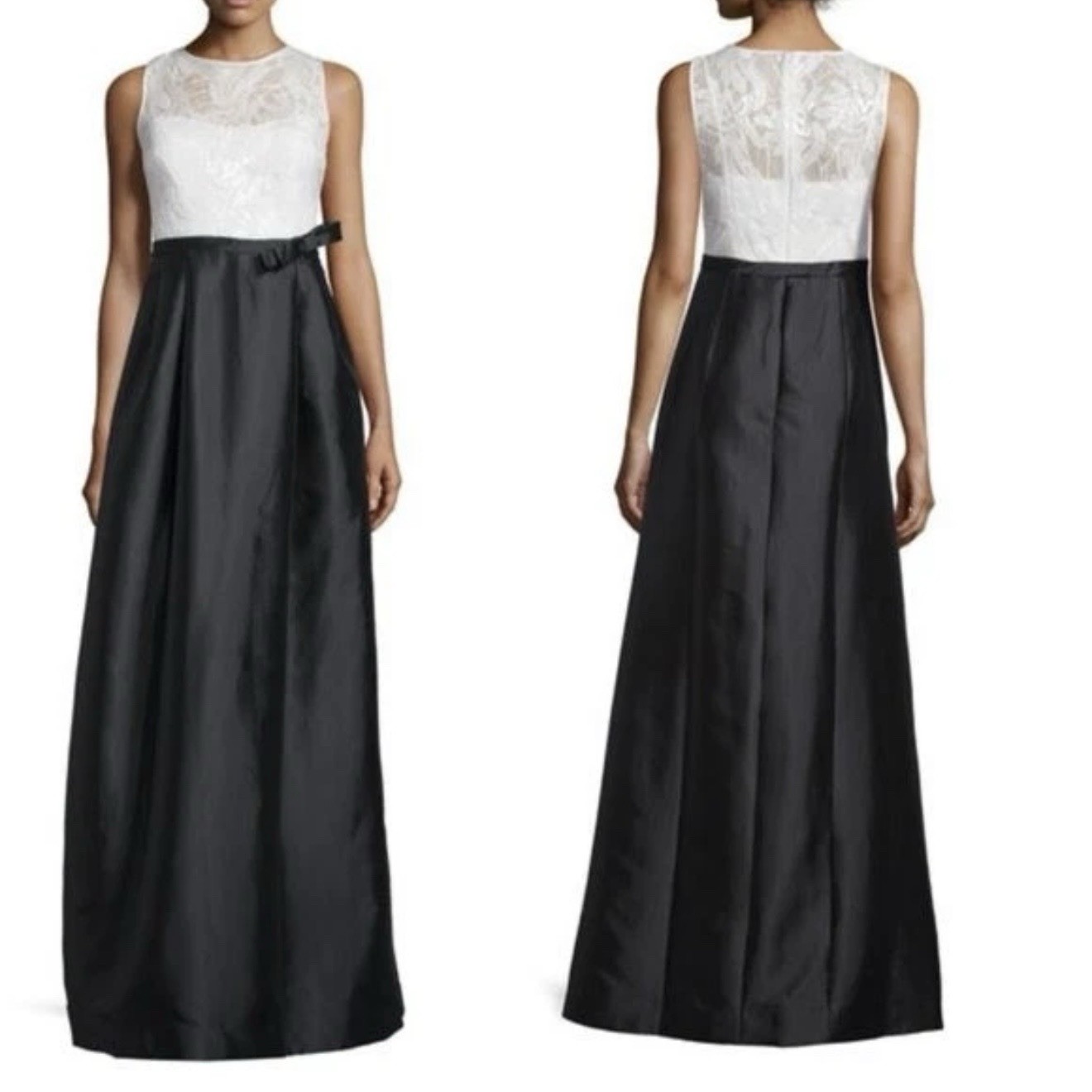 NWT Rickie Freeman Teri Jon Black & White Sequin Formal Dress Gown 14 MSRP $600