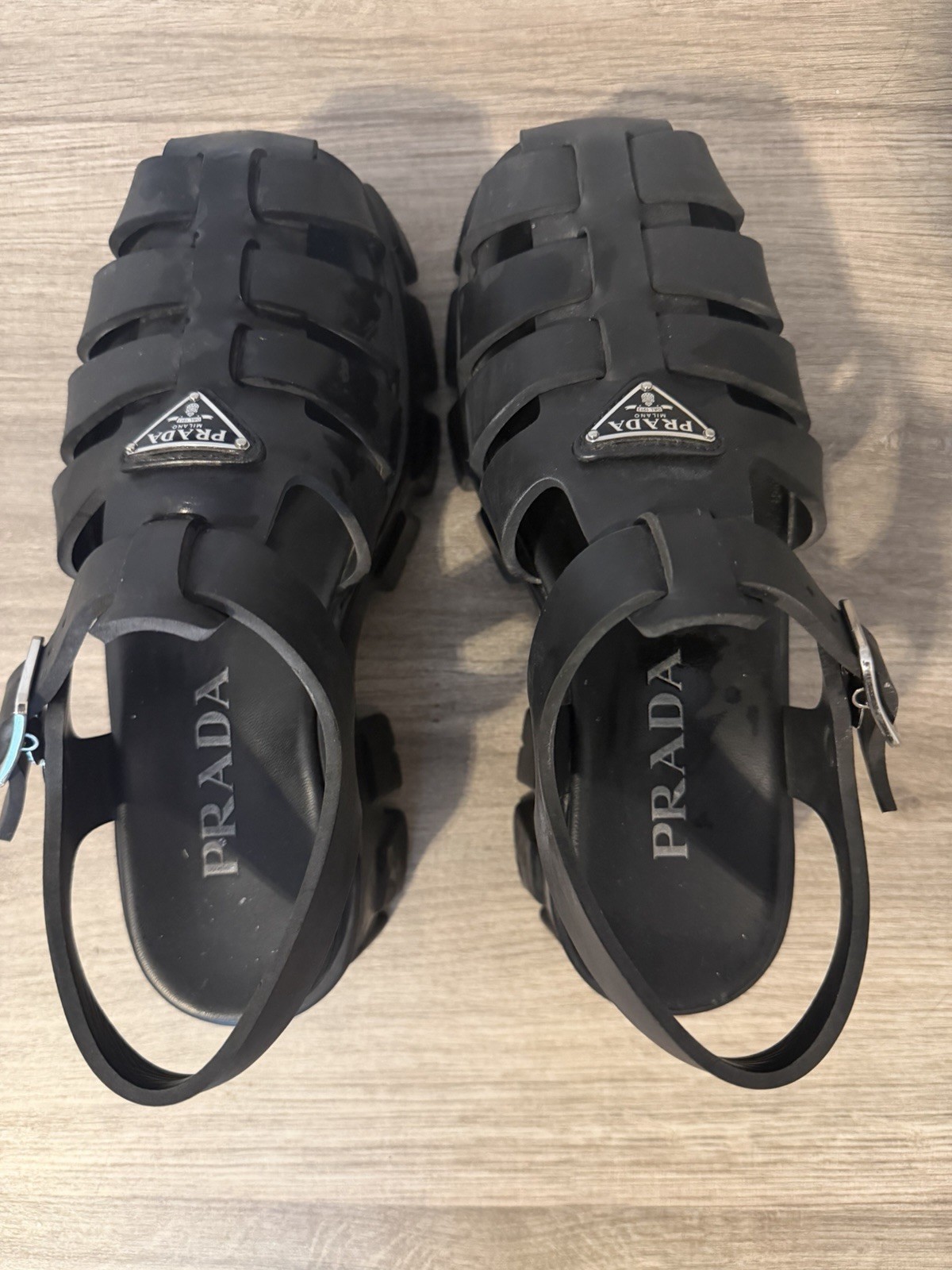 Prada Black Rubber Monolith Sandals Size 7 (retail for $895)