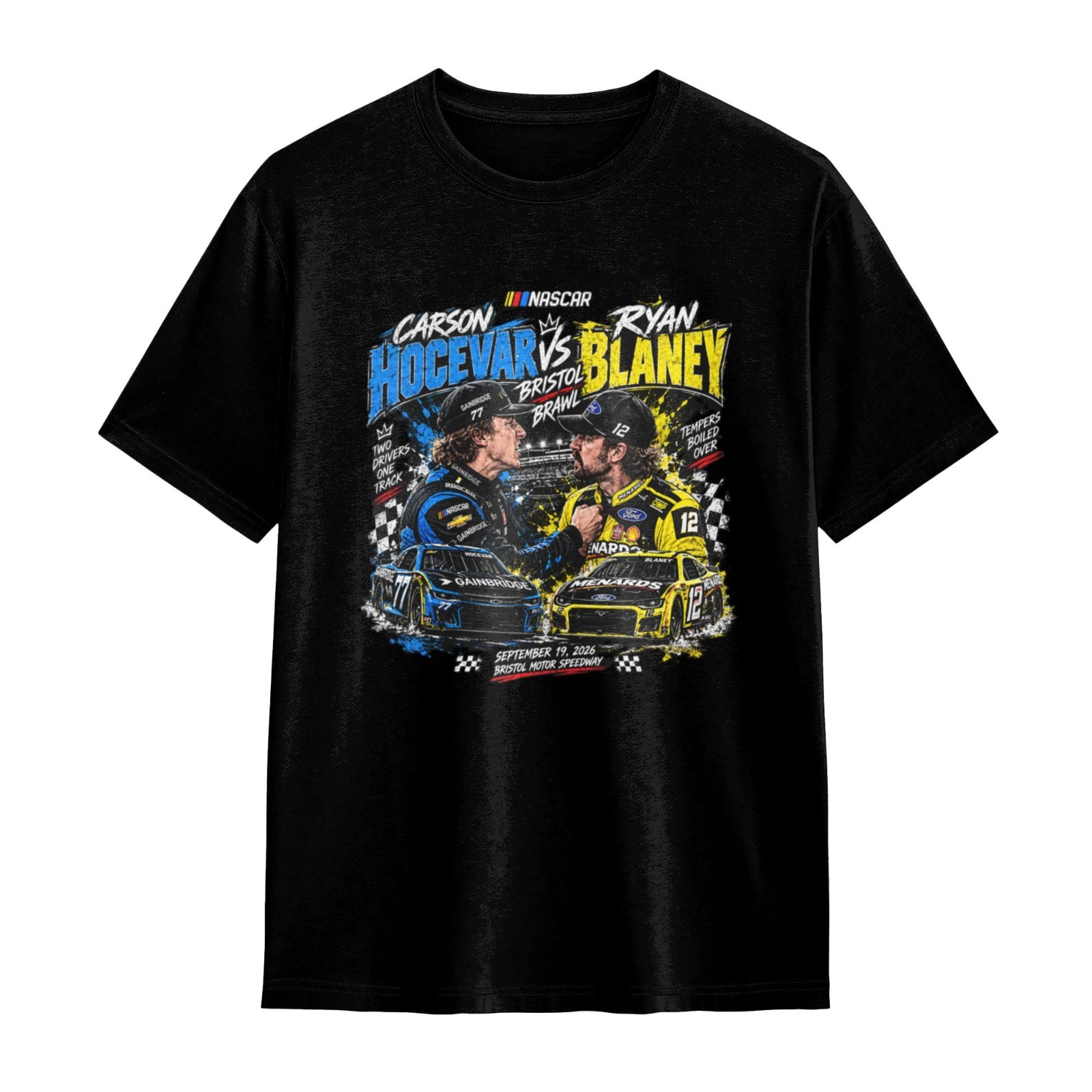 NASCAR Carson Hocevar VS Ryan Blaney Bristol Speedway Fight Racing T-Shirt