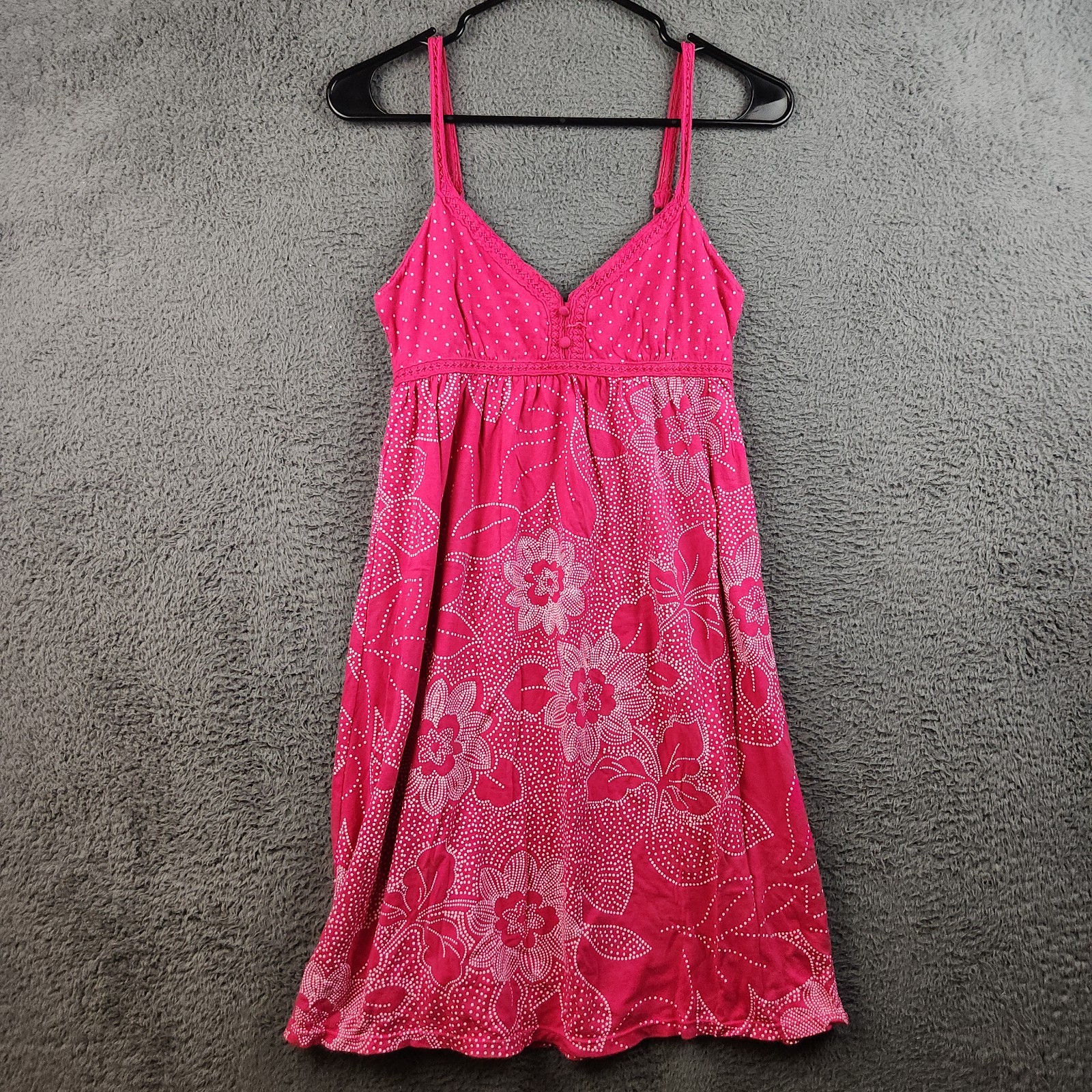 Vintage Y2K Baby Doll Dress Medium Pink Empire Waist Whimsygoth Smocked Strappy