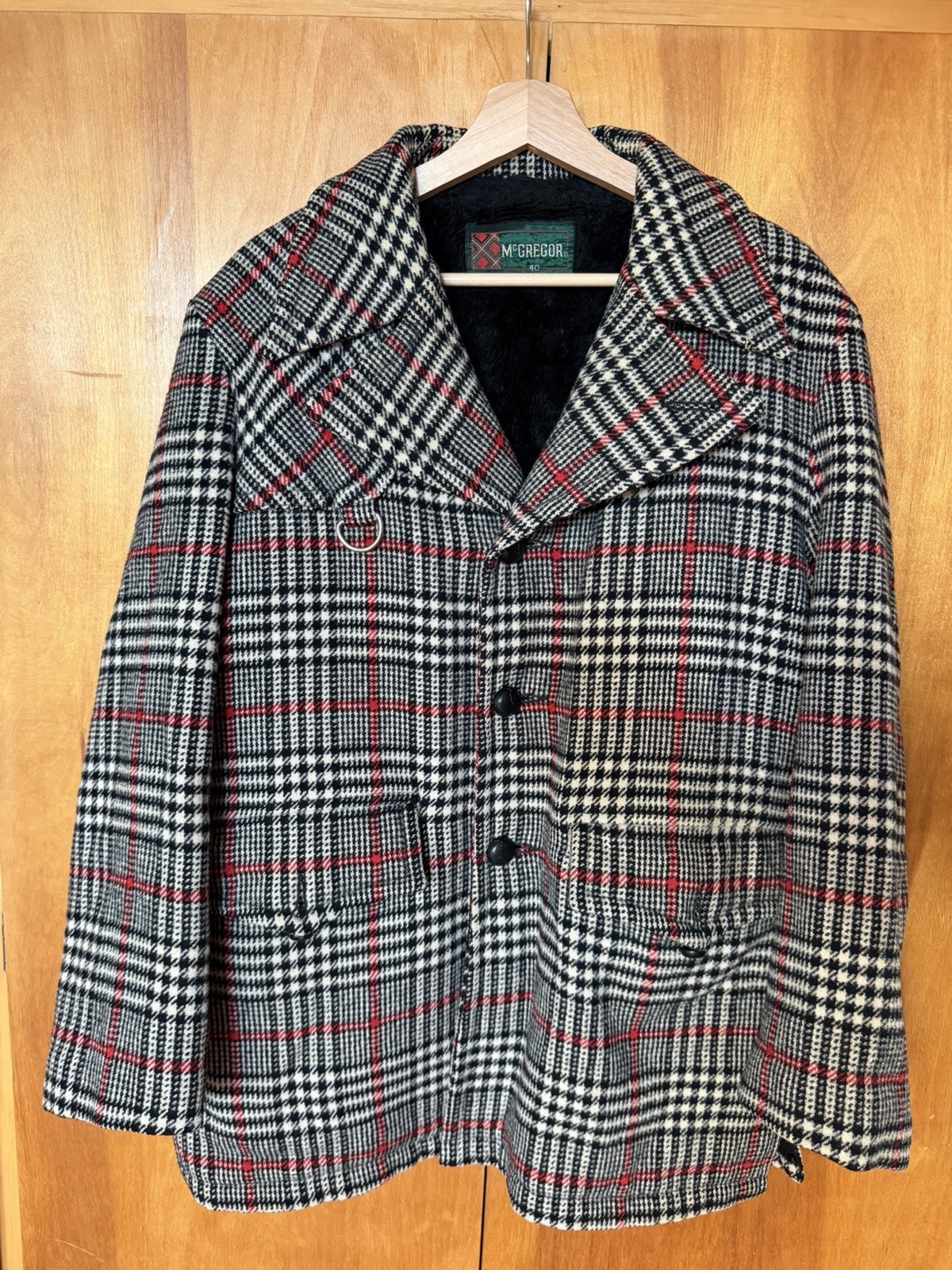 vintage 1950s 60s McGregor plaid wool jacket sherpa lined coat sz 40