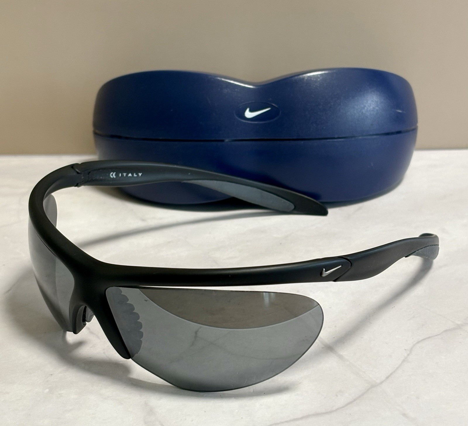 RARE Y2K Nike 802 Wrap Sunglasses Flying Lens Design- Semi Frameless- Italy