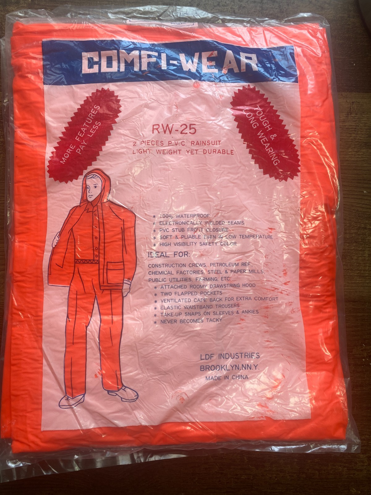 Comfi-Wear - 2 Piece Rain Suit – Waterproof Jacket & Pants  RW 25 – Orange - M