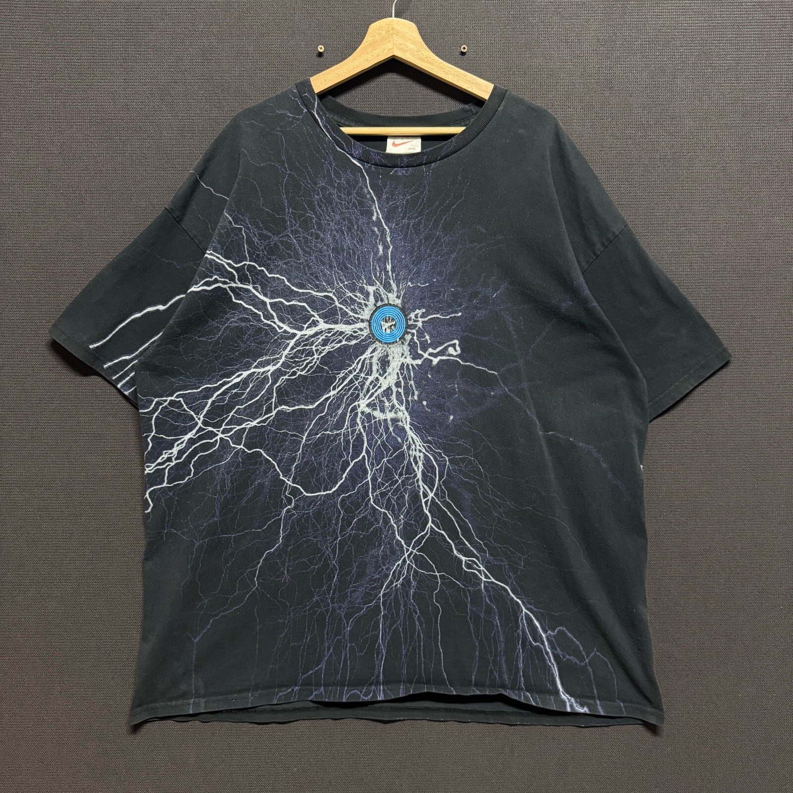 Vintage 1990s Nike Lightning All Over Print T-Shirt XXL Made in USA