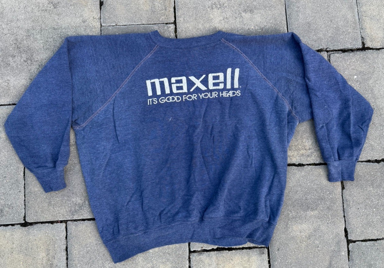 Vintage 80s Maxell It’s Good For Your Heads Sweatshirt Anvil USA XL