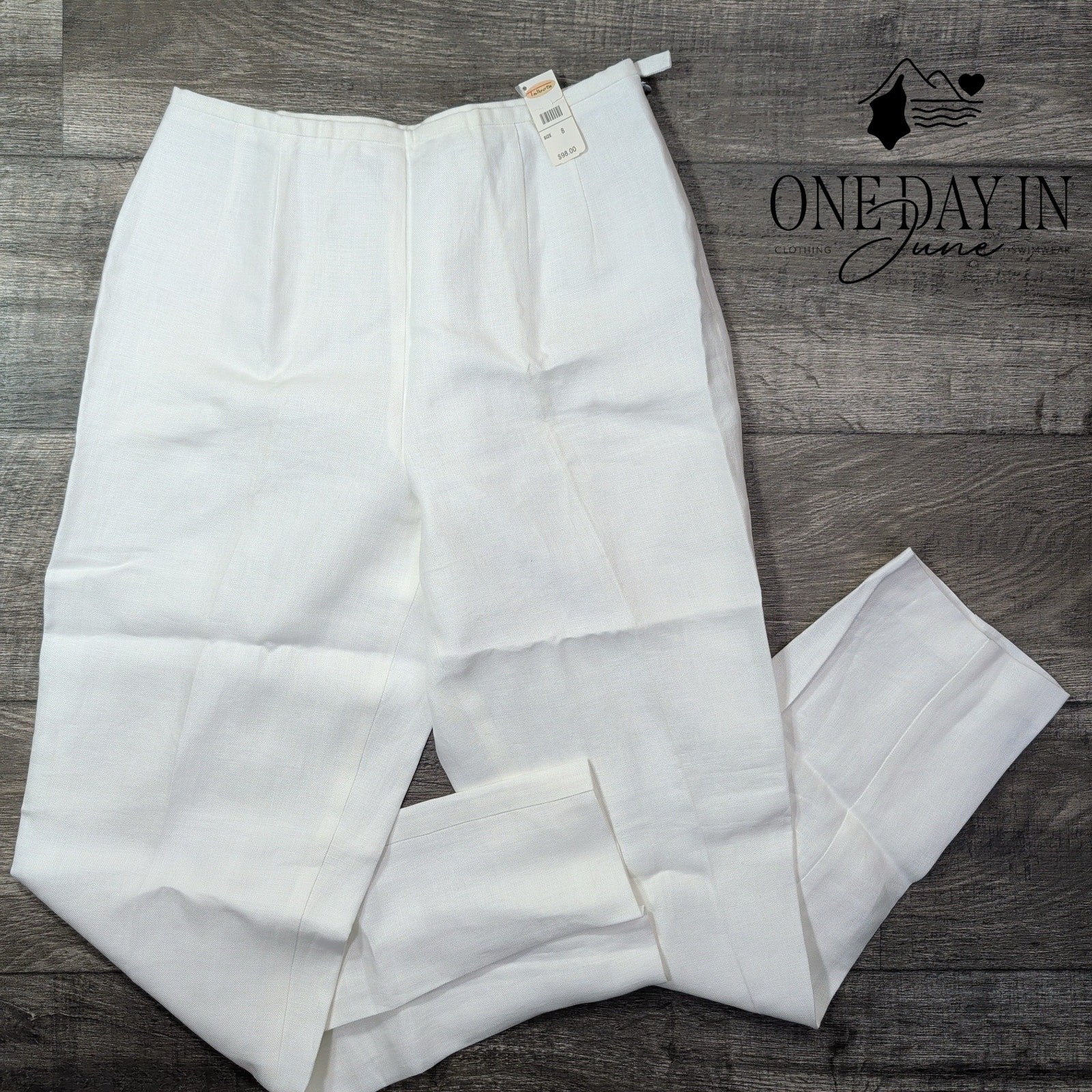 Talbots Irish Linen Women\'s White Straight Leg Dress Pants NWT Size 8
